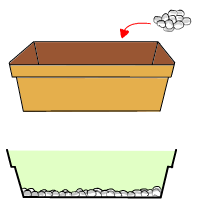 鉢底石を敷く